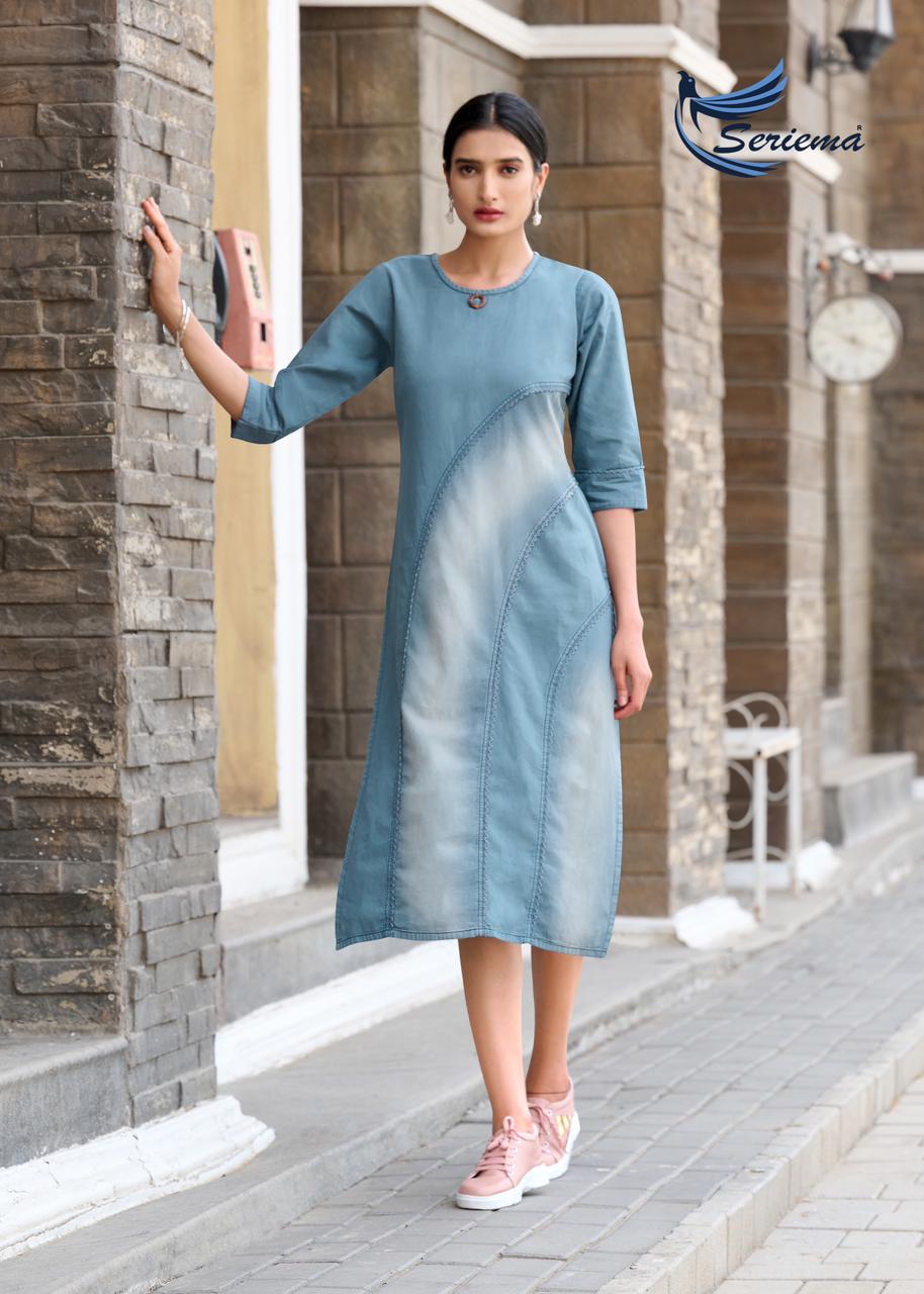 Seriema Kumb Capture 5 Cotton Denim Party Wear Kurti Catalog
